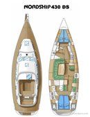 Nordship Yachts Nordship 430 DS layout Picture extracted from the commercial documentation © Nordship Yachts