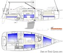 Hallberg-Rassy 340 plan Image issue de la documentation commerciale © Hallberg-Rassy