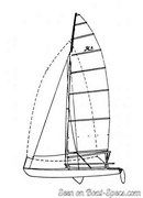 Hobie Cat 21 plan de voilure Image issue de la documentation commerciale © Hobie Cat